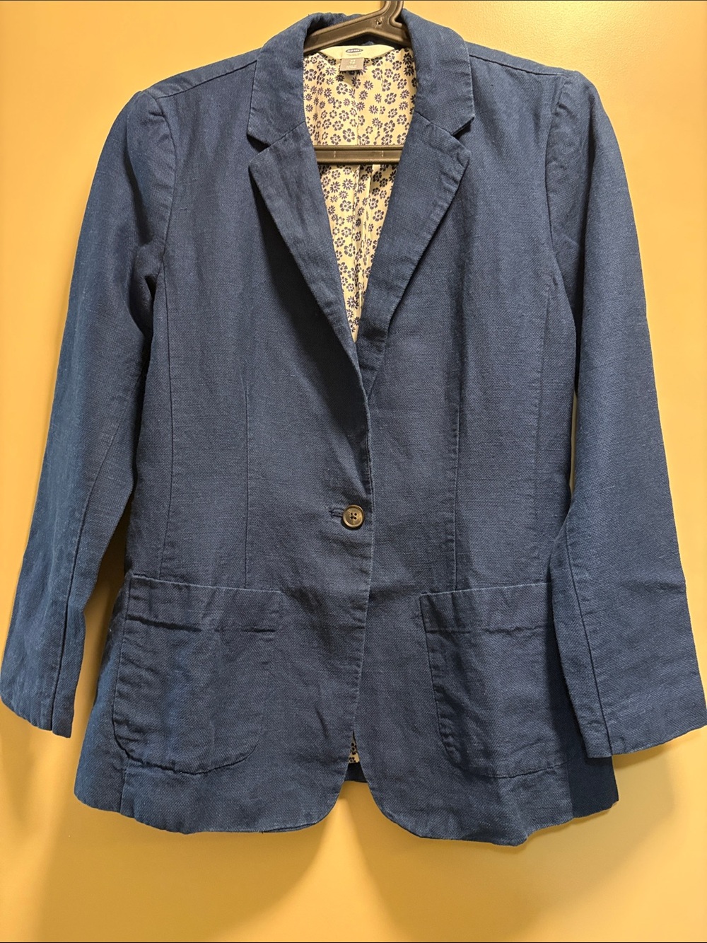 Old Navy Navy Blue Linen-Blend Women's Blazer - XS
